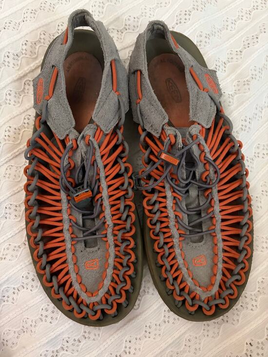 Keen Other - KEEN UNEEK Gray Orange Cord Sandals Shoes Men's 9.5 Women's 11 Hiking